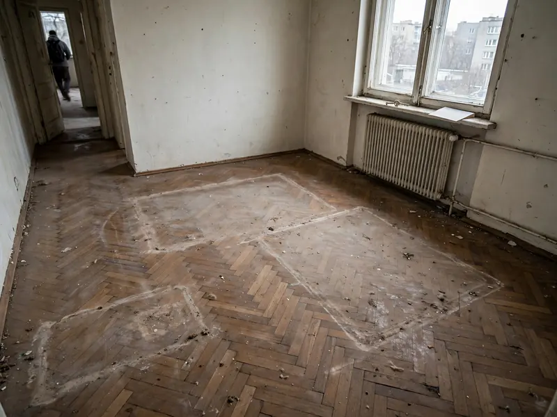 Pusty pokój po najemcy, na parapecie klucz i kartka